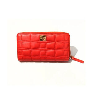 Kate Spade cherry red lacey signature quilted leather Wallet flame